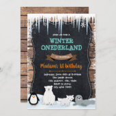 冬パーティー北極テーマ招待状 招待状 (正面/裏面)