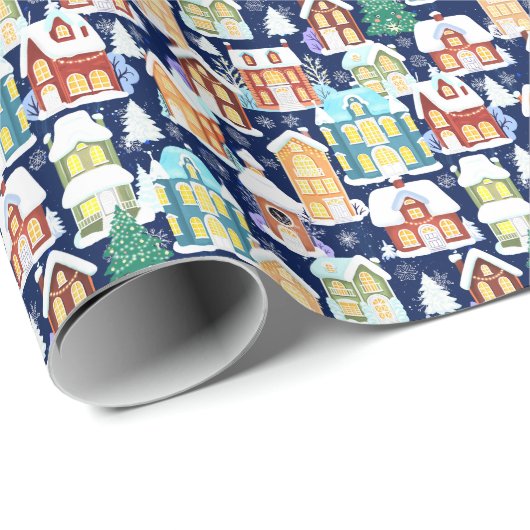 冬ビクトリアンの町:クリスマスパターン ラッピングペーパー (ロールコーナー)