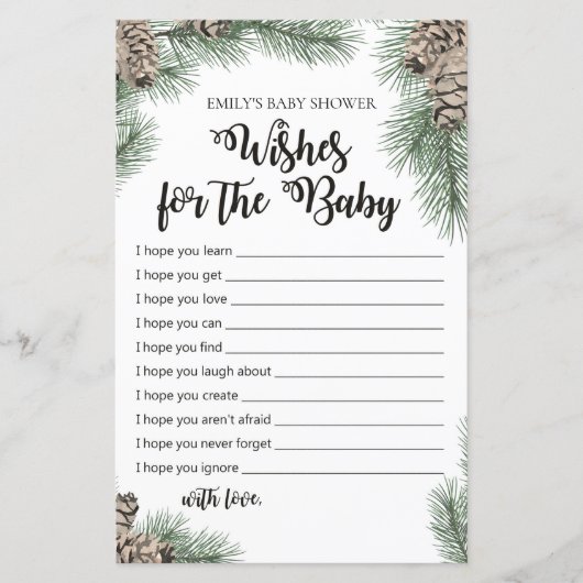 冬ピネコーンベビシャワーゲーム印刷 (正面)