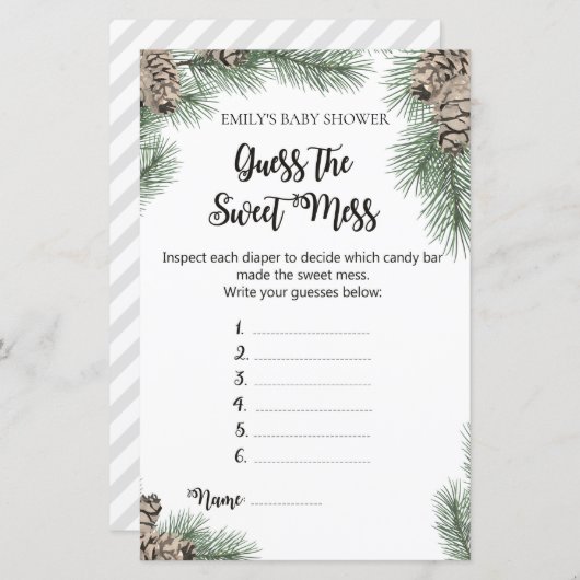 冬ピネコーンベビシャワーゲーム印刷 (正面/裏面)