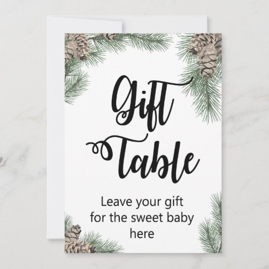 冬ピネコーンベビーシャワーのサインサイズ5x7" 招待状 (正面)