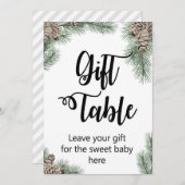 冬ピネコーンベビーシャワーのサインサイズ5x7" 招待状 (正面/裏面)