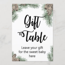 冬ピネコーンベビーシャワーのサインサイズ5x7" 招待状