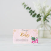 冬ピンクそりの赤ちゃんシャワーベビー エンクロージャーカード (スタンド正面)