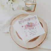 冬ピンクのテディベアそりの女の子ベビーシャワー スタンダードカクテルナプキン