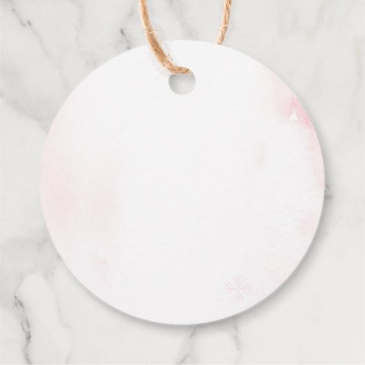 冬ピンクの森林動物の女の子ベビーシャワー フェイバータグ (裏面)