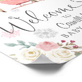 冬ピンクの森林動物の女の子ベビーシャワー ポスター (角)