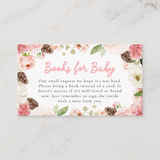 冬ピンクガール赤ちゃんシャワーベビー エンクロージャーカード (正面)