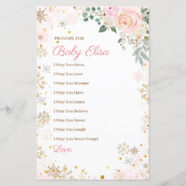 冬ピンクスノーフレークフローラ祈りの言葉ベビー