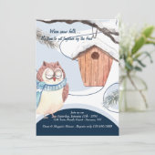 冬フクロウ水彩招待状 招待状 (スタンド正面)