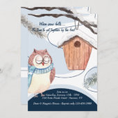 冬フクロウ水彩招待状 招待状 (正面/裏面)