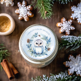 冬フクロウ水彩赤ちゃんシャワー ラウンドシール