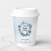 冬フクロウ水彩赤ちゃんシャワー 紙コップ (正面)