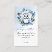 冬フクロウ赤ちゃんシャワーおむつラッフル エンクロージャーカード (正面)