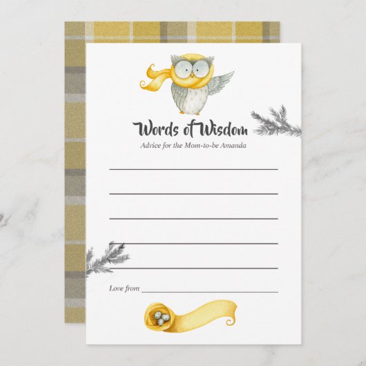 冬フクロムクリスマスベビーシャワーママアドバイス アドバイスカード (正面/裏面)