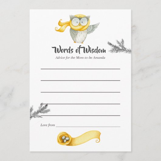 冬フクロムクリスマスベビーシャワーママアドバイス アドバイスカード (正面)