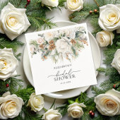 冬フローラエバーグリーンモダンブライダルシャワー スタンダードカクテルナプキン