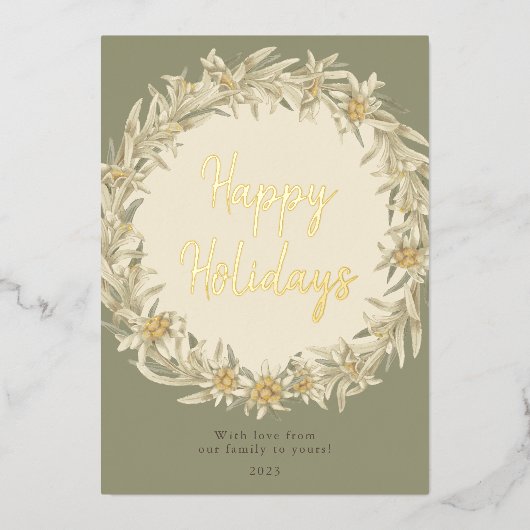 冬フローラエーデルワイスアルパイン 箔シーズンカード (正面)