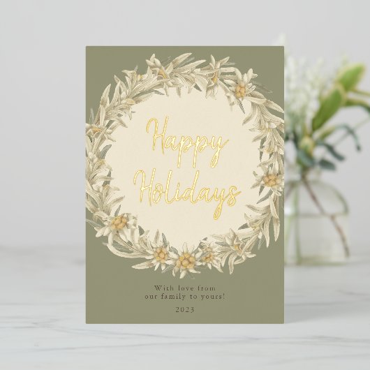 冬フローラエーデルワイスアルパイン 箔シーズンカード (立ち正面)