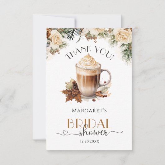 冬フローラコーヒーブライダルシャワーサンキューカード サンキューカード (正面)