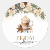 冬フローラコーヒーブライダルシャワーラウンドステッカー ラウンドシール (正面)