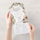 冬フローラコーヒーブライダルシャワーレシピ オールインワン招待状 (貼ってはがせる)