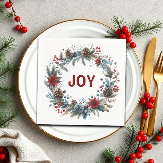 冬フローラパインコーンリース スタンダードカクテルナプキン