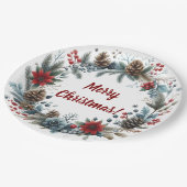 冬フローラパインコーンリース ペーパープレート (アングル)