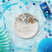 冬フローラパインツリーブライダルシャワー ペーパープレート (パーティー)