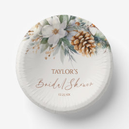 冬フローラパインツリーブライダルシャワー ペーパーボウル