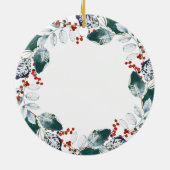 冬フローラブルゴーニュパーソナライズされたガールバプテスマ セラミックオーナメント (裏面)