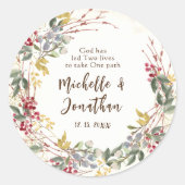 冬フローラリース感動的引用文結婚ズ ラウンドシール (正面)