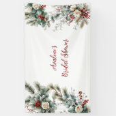 冬フローラレッドホワイトローズブライダルシャワー 横断幕 (縦)