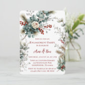 冬フローラレッドホワイトローズ婚約パーティ 招待状 (スタンド正面)