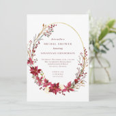 冬フローラレッド金ゴールドブライダルシャワー 招待状 (スタンド正面)