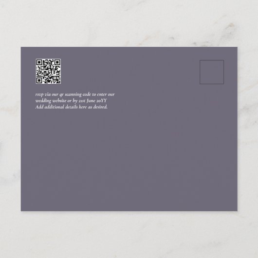 冬フローラ予算結婚式招待状QRコード ポストカード (裏面)