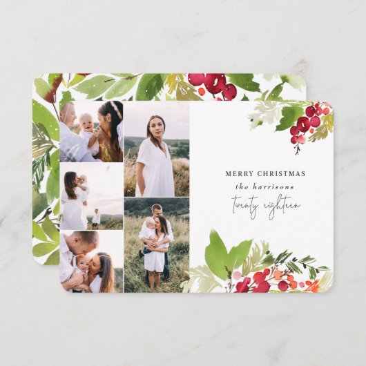 冬フローラ数々の写真クリスマスカード 招待状 (正面/裏面)