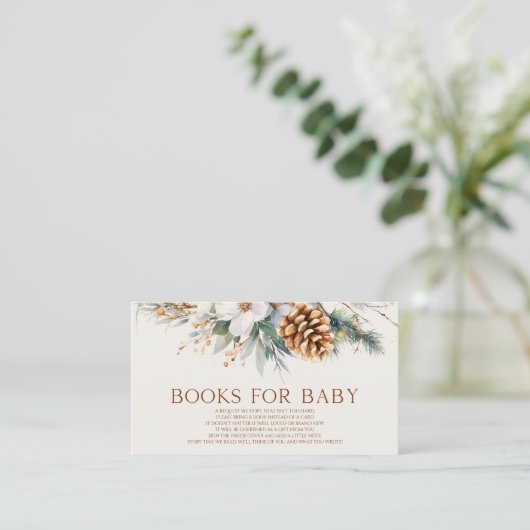 冬フローラ松の赤ちゃんシャワー本ベビー エンクロージャーカード (スタンド正面)