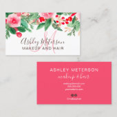 冬フローラ水彩シック化粧ヘア 名刺 (正面/裏面)