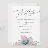 冬フローラ水彩雪結婚雪 招待状 (正面)
