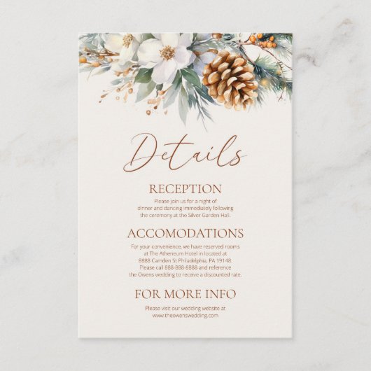 冬フローラ花松結婚の詳細 エンクロージャーカード (正面)