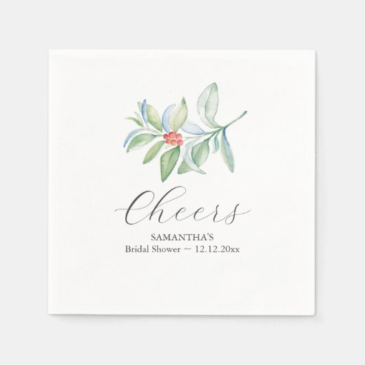 冬ブライダルシャワーカクテルナプキンズクリスマス スタンダードカクテルナプキン (正面)