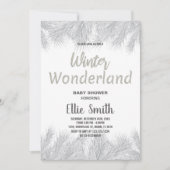 冬ベビーシャワー招待状シルバーグリッターパイン 招待状 (正面)