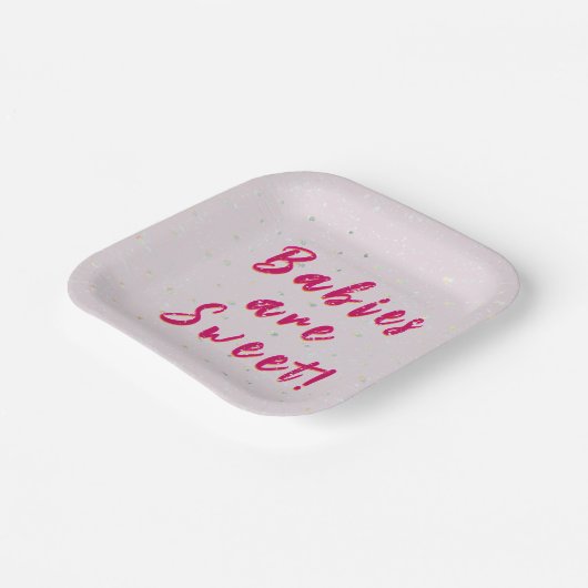 冬ベビー散水 | ピンク色の雪がぼやける ペーパープレート (傾斜あり)