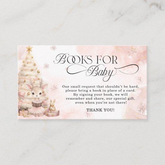 冬ベビー鹿ベビーシャワーブックベビー エンクロージャーカード (正面)