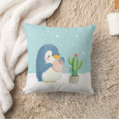冬ペンギン庭師サボテンを植える クッション (ブランケット)