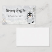冬ペンギン赤ちゃんシャワーおむつラッフル エンクロージャーカード (正面/裏面)