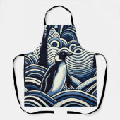 冬ミッドナイトブルー抽象芸術シェイプ森 エプロン (正面)