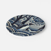 冬ミッドナイトブルー抽象芸術シェイプ森 ペーパープレート (アングル)