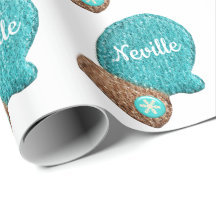 冬ミトンかわいいスノーフレークブルーブラウン羊毛